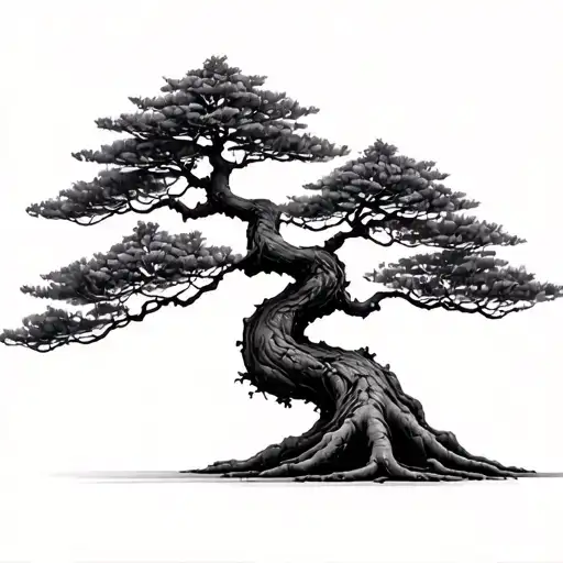 Bonsai Tree Feint Lines No Pot Fine Roots Visible Minimal Foliage