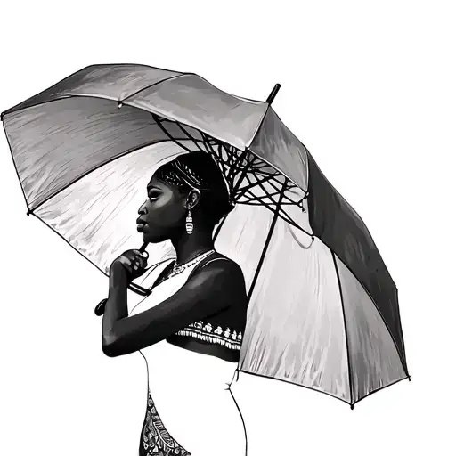 Haiti Woman Holding Umbrella