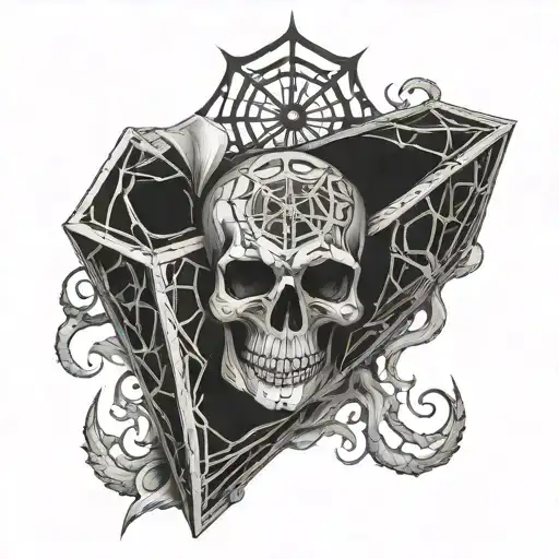 Skulls Spider Web Coffin And Smoke