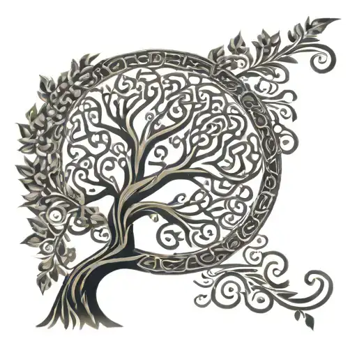 An Intricate Celtic Tree Of Life Design Incorporating Computer Code Branches