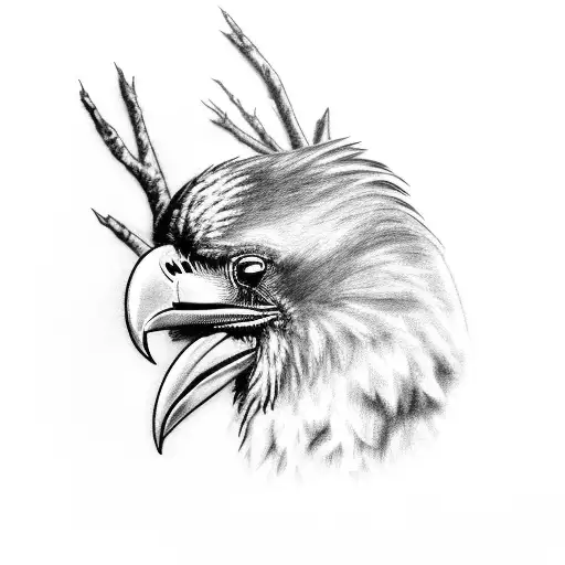 Red Eye Raven Watching Angry On City Buldings