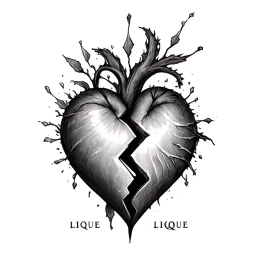 Tattoo Says Lique With A Broken Heart Shape