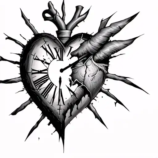 Broken Heart Reappeared By Full Time Clock Bandages