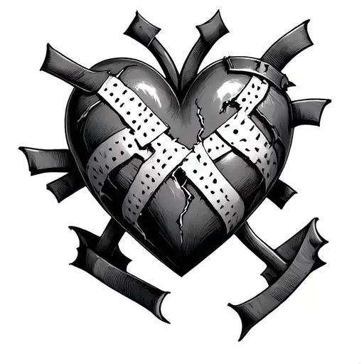 Broken Heart Repaired By Bandages