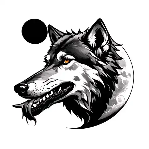 Wolf Eating Moon
