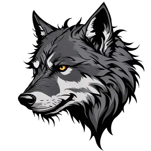 Dark Demonic Medieval Wolf Head Profile