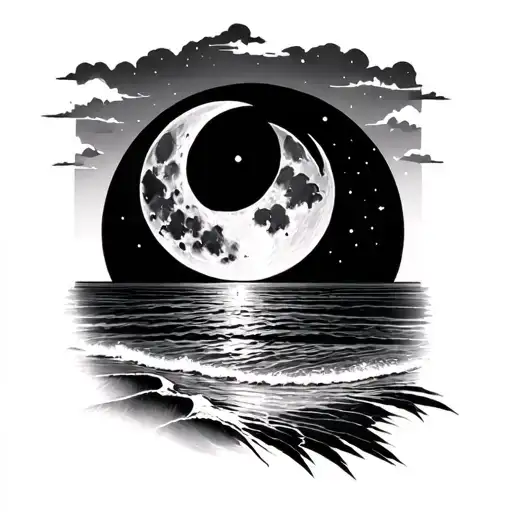 Moon And Beach Mandala Design Incorporating Elements