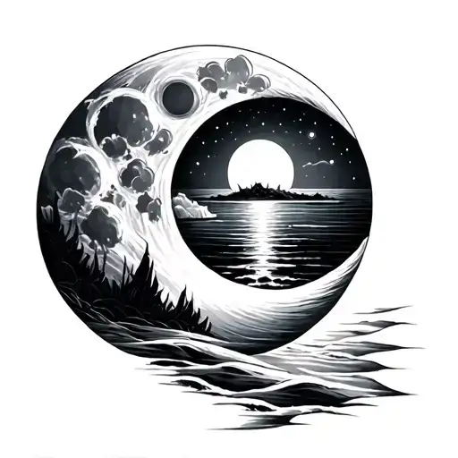 Moon And Beach Mandala Design
