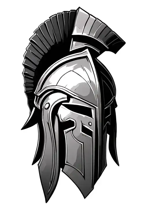 Spartan Warrior Helmet With A Battle Field Surrounded
