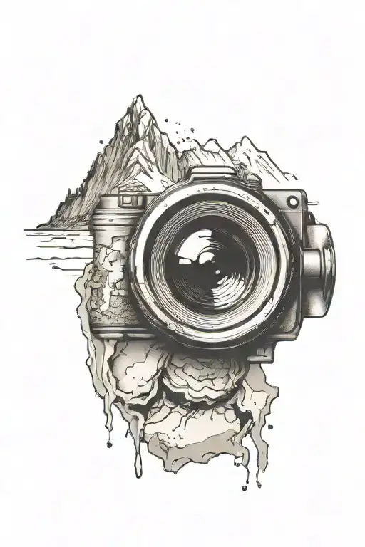 Camera Lens With Mountain Scene Inside