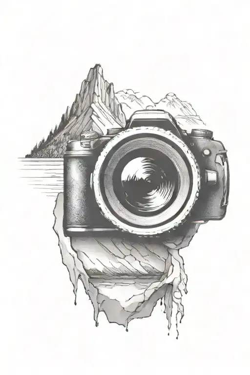 Camera Lens With Mountain Scene Inside