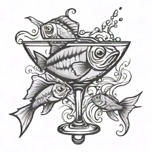 Fish In A Martini Cocktail Glass