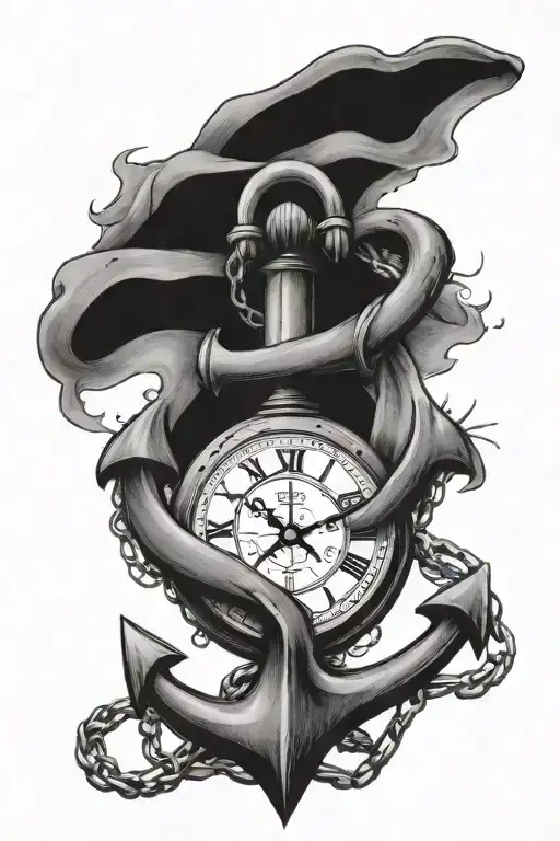 Anchor With Pocket Watch