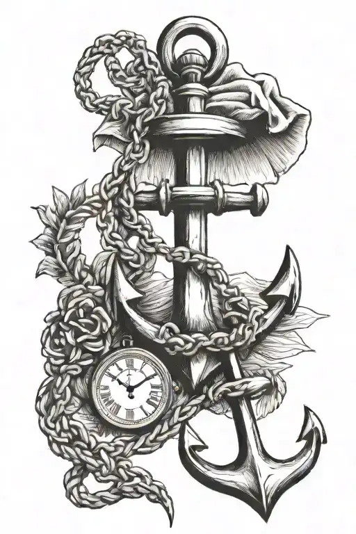 Anchor With Pocket Watch