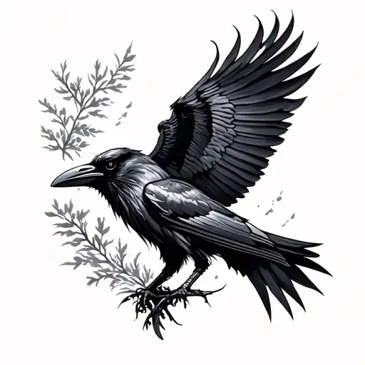 Arm Tattoo Raven In Nordic Motive