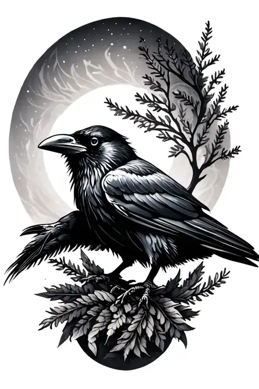 Arm Tattoo Raven In Nordic Motive