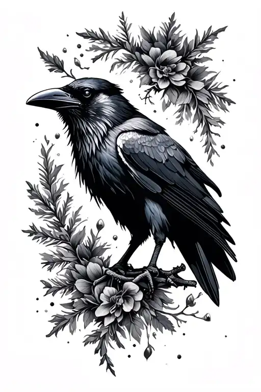 Arm Tattoo Raven In Nordic Motive