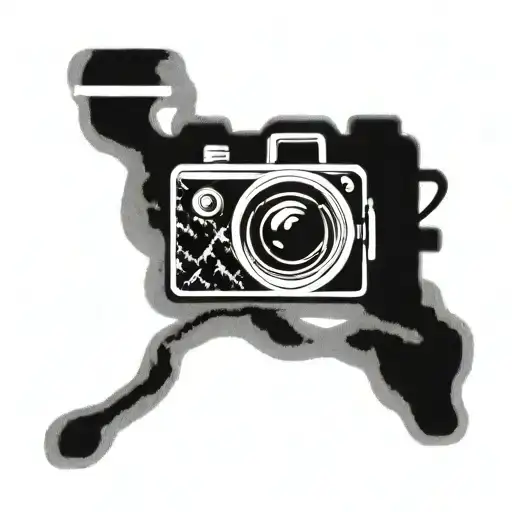 Camera With Mountain Scene Above And River Below