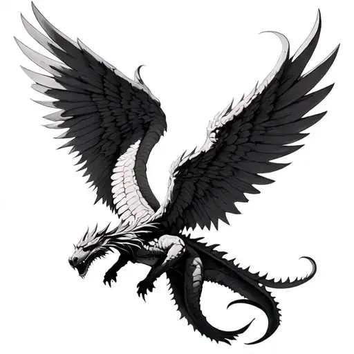 Ark Angel And Dragon Flying