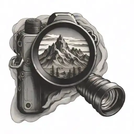 Camera Lens Morphing Into A Mountain Scene