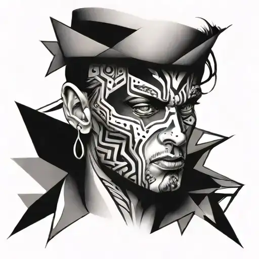 A Surrealistic Portrait Of A Rockstar With Abstract Elements