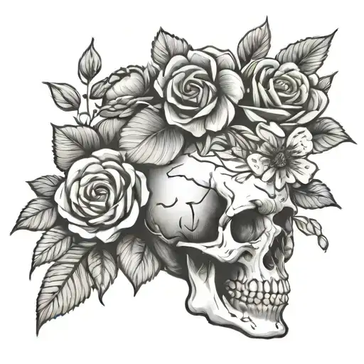 Skull And Flower Bouquet