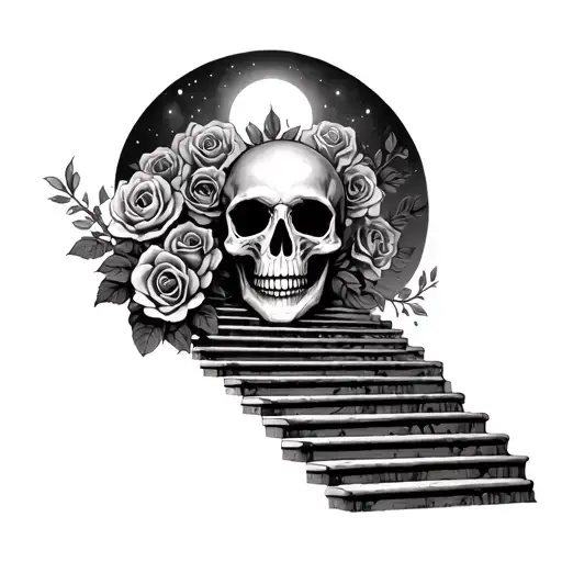 Stairway To Heaven Gates With Skull And Roses