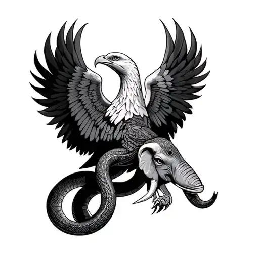 Elephant Snake Trout Scarab Eagle Totem