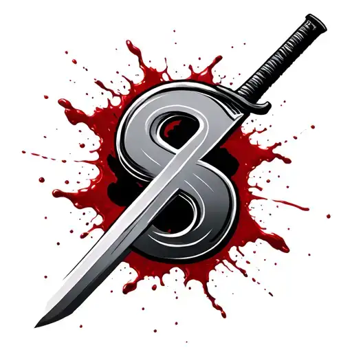 Katana With A Blood Trail That Surrounds The Sword Takes The Shape Of Alphabet S