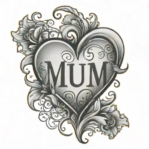 Love Heart Tattoo With Word 'Mum' Written Inside Representing The Client's Love