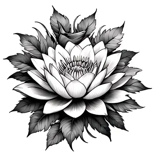 Water Lily And Marigold And Roses Intertwined