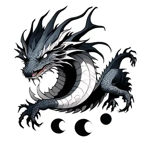 Dragon With Moon Phases