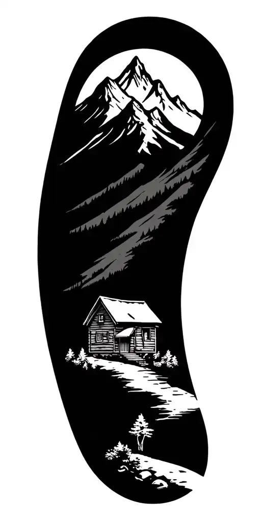 Mountain Cabin And Walking Trail Winding