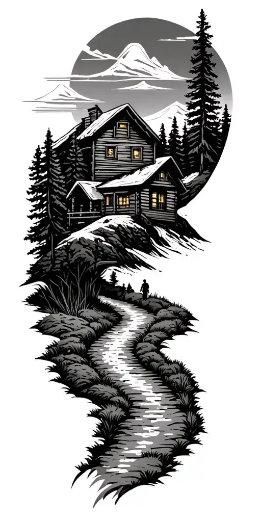 Mountain Cabin And Walking Trail Winding