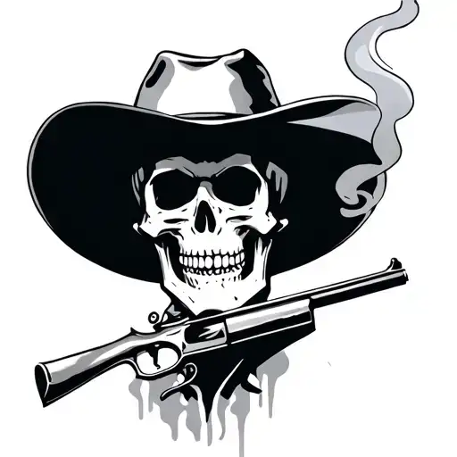 Cowboy Skeleton Smoking