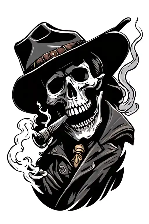 Cowboy Skeleton Smoking