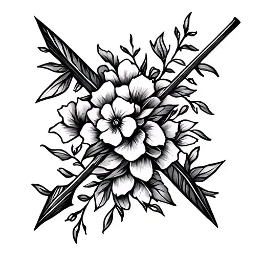 Arrow With Flowers And Vines Wrapping