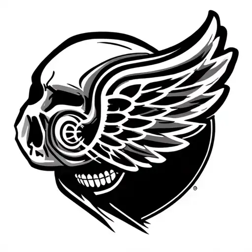 Detroit Red Wings Hockey Logo Skull