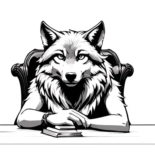 A Beautiful She-wolf Sits At A Table And Trades On The Stock Exchange