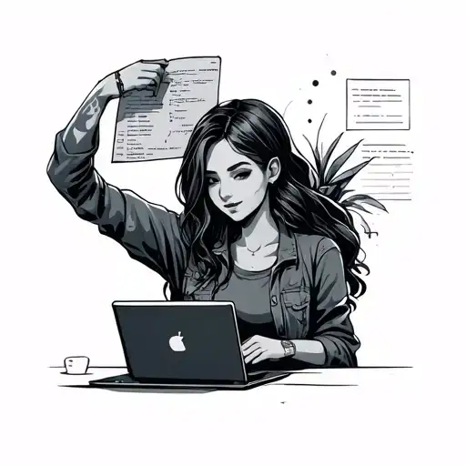 A Beautiful Girl Programmer Gives A Piece Of Paper With Code Written On It To Her Friends