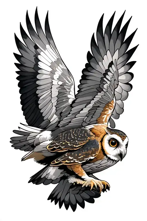 I Want A Tattoo Design Featuring Two Twin Owls In Flight