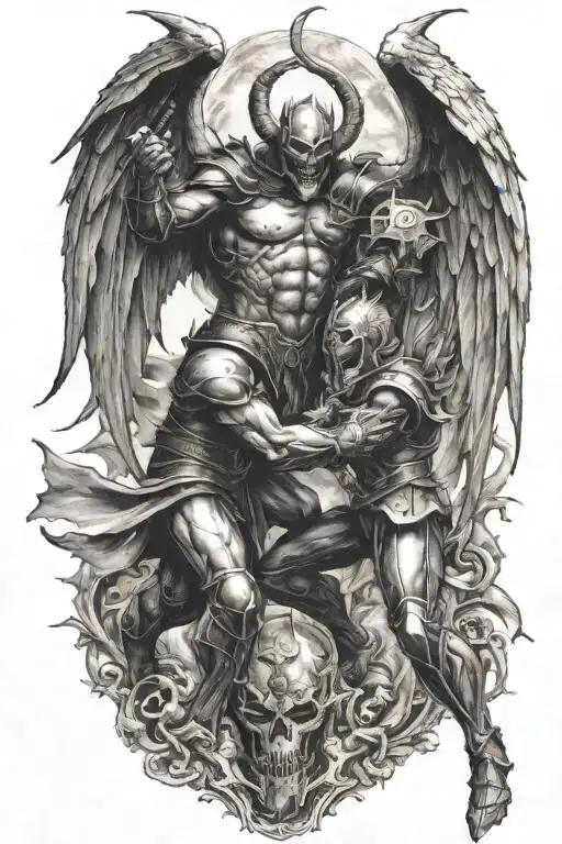 Demon And Angel Knight Fighting Each Other