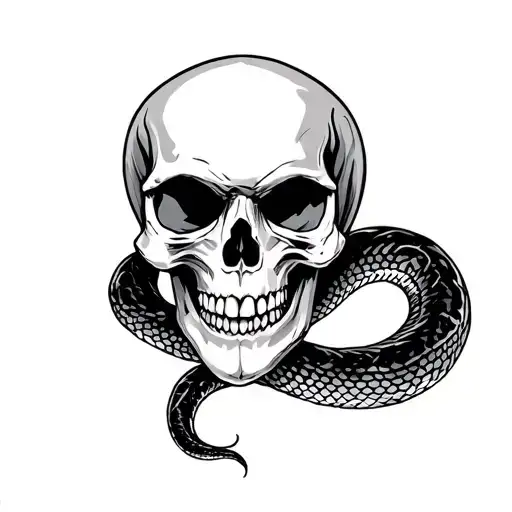Skull With Snake