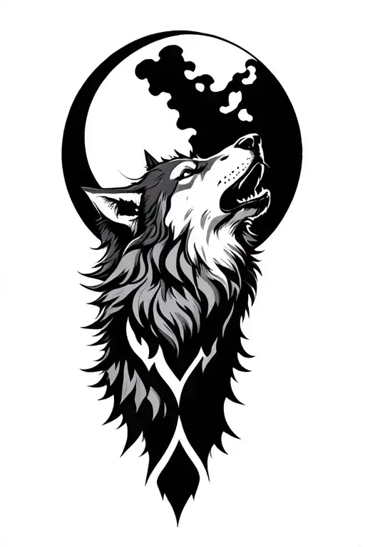 Norse Wolf Howling At The Moon