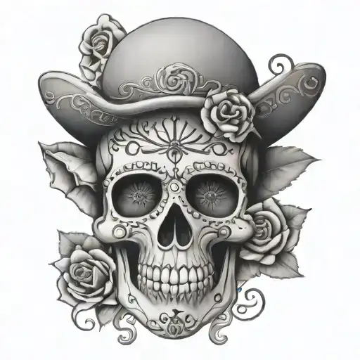 Day Of The Dead Real Skull With Cross