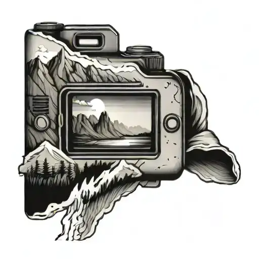 Camera Surrounded By A Mountain Lake