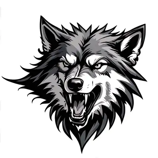Aggressive Wolf Head