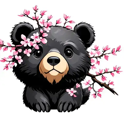 Bear With Cherry Blossom Tree