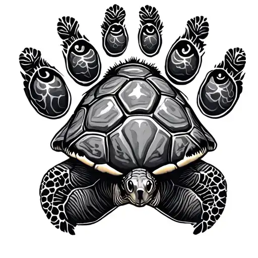 Dog Paw Print With Sea Turtle In Middle