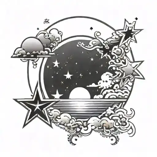 Simple Sunset With Stars